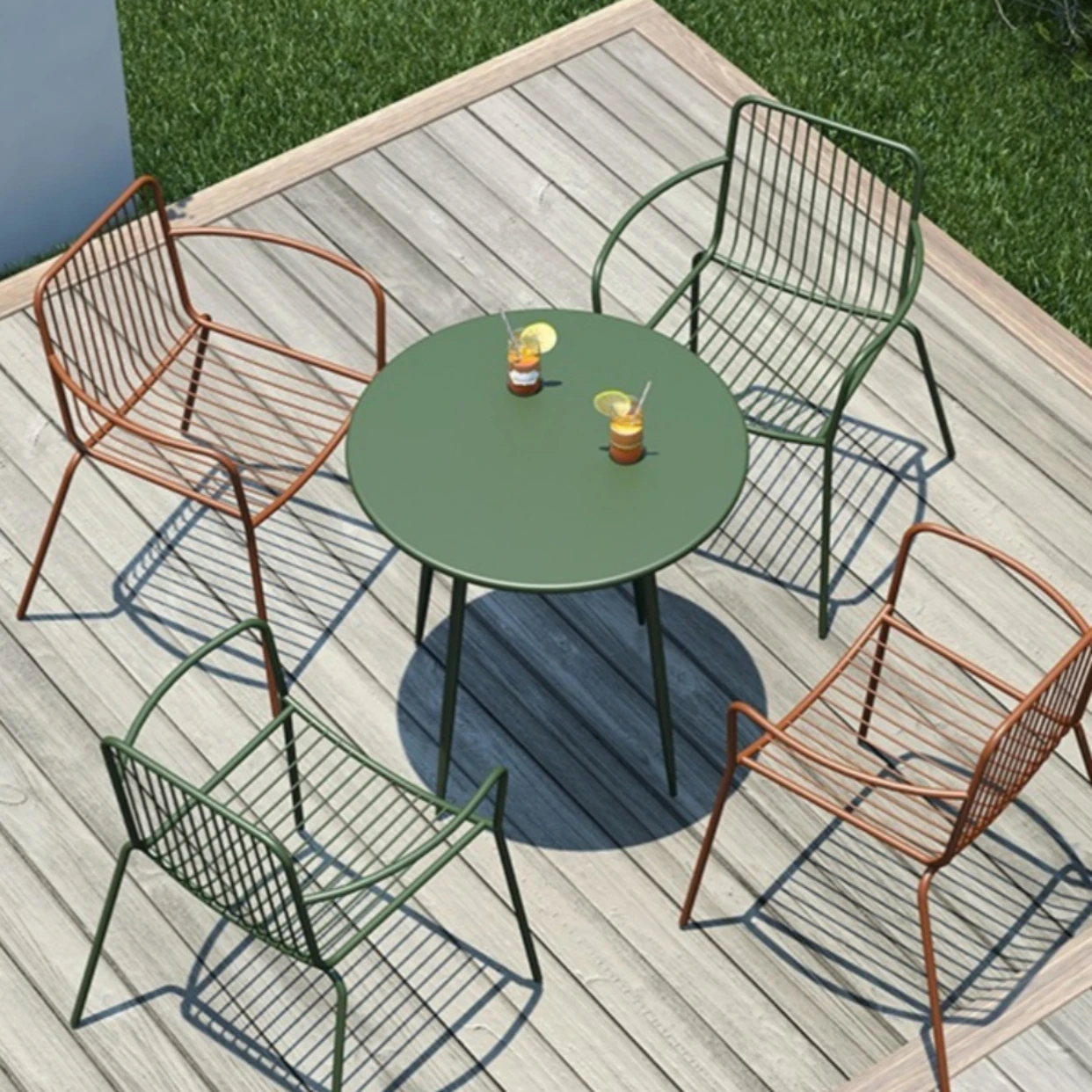 Nordic minimalist leisure outdoor courtyard outdoor balcony garden wrought iron table and chair combination milk tea coffee shop