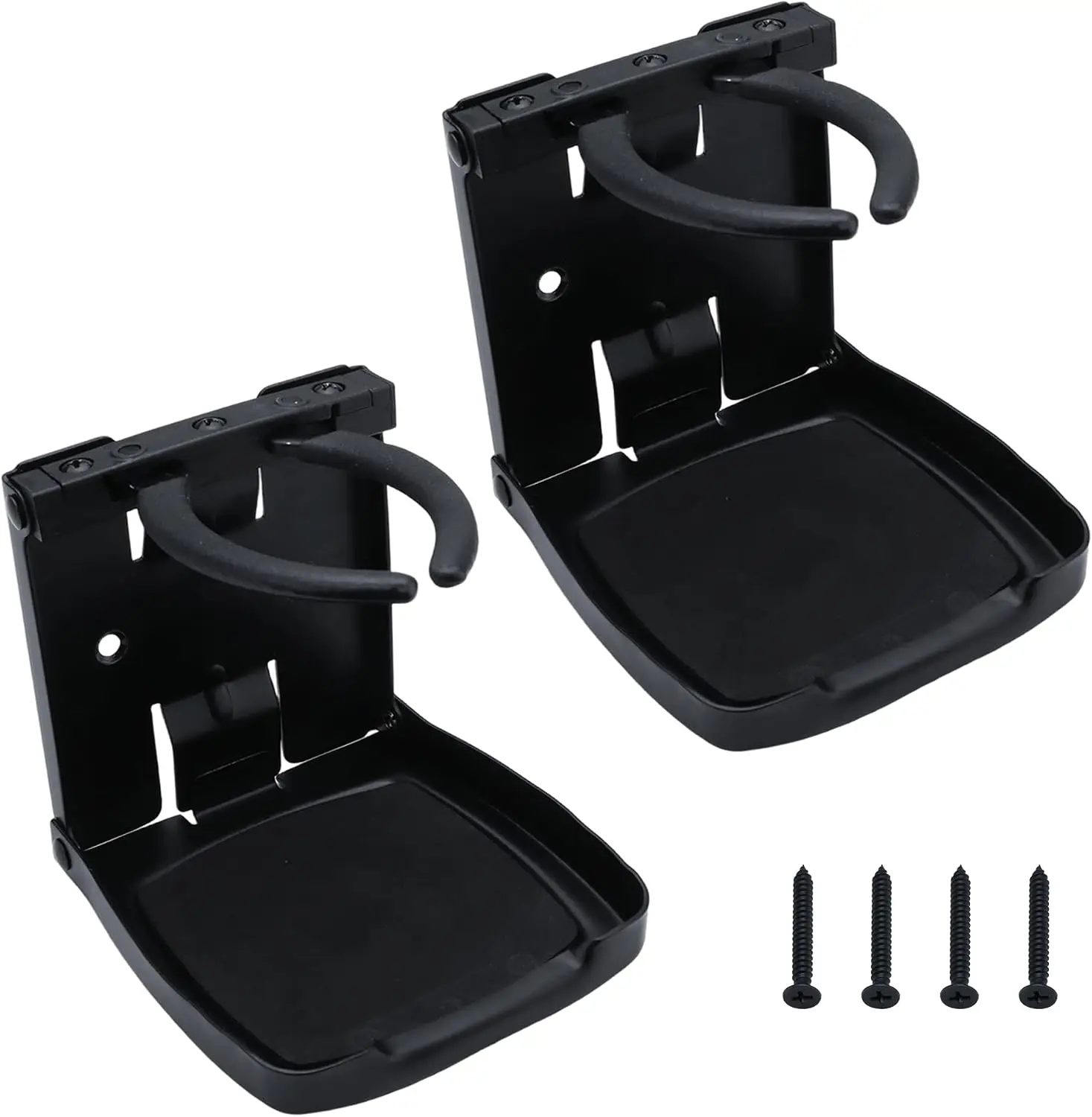 Folding Cup Holders 304 Stainless Steel Adjustable Cup Holder for Car Home Trucks RVs Vans Boats Campers Caravans Yacht (Black, 2 Pack)