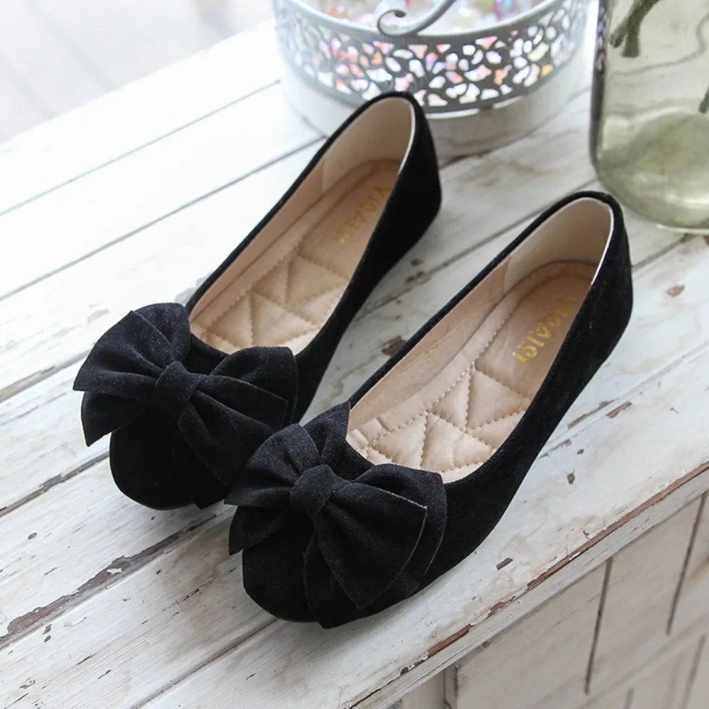 Flats Womens Spring Summer Classic Bean Shoes for Women New Bow Ties for Foreign Trade Large Size Women's Singles Shoes 34-43