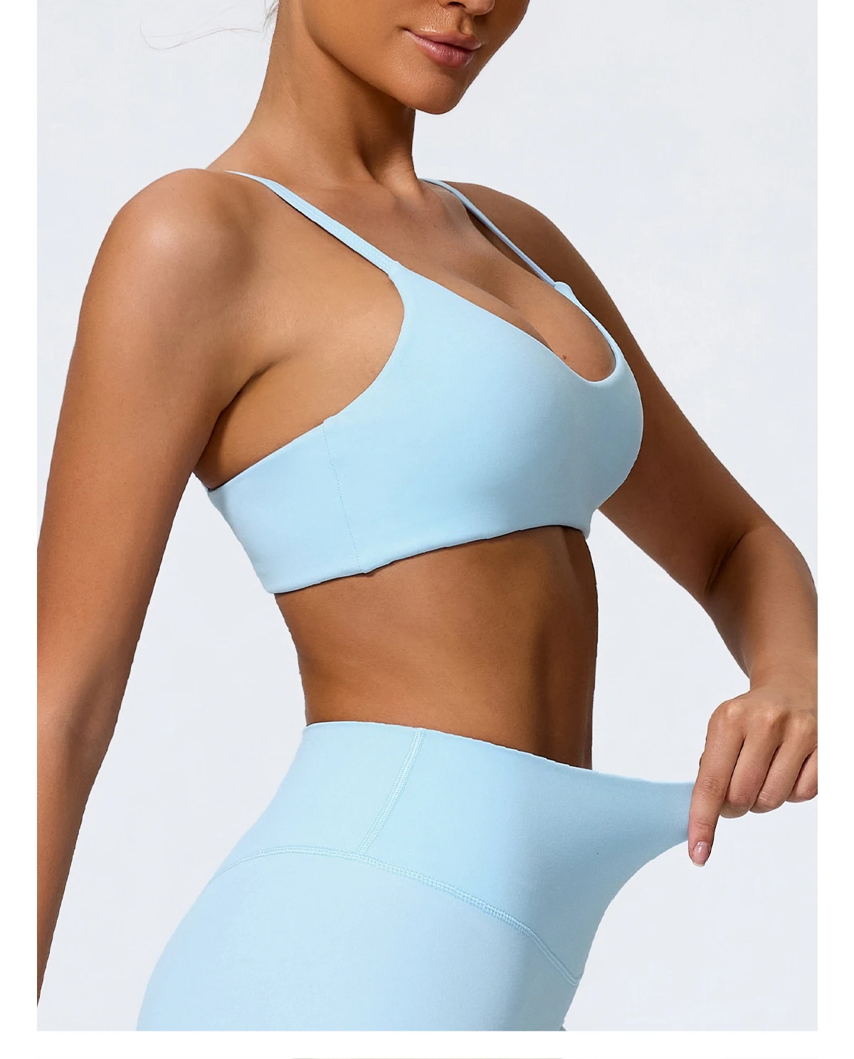 Ctenkevet Sommer Neu Damen U-förmiger Bandeau-Sport-BH für Fitness, Yoga und Workout – Rückenfreies Crop-Top für Frauen – Detail 11
