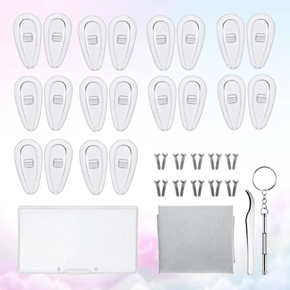 

Silicone Airbag Nose Pad 15Mm Eyewear Repair Kit Glasses Accessories Stainless Steel Screws Tweezers Storage Box Safety