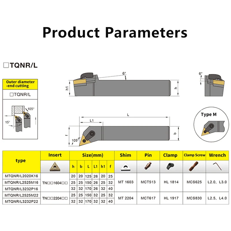 Herramienta de torneado externo MTQNR1616 MTQNR2020/2525, soporte de torneado de barra de torno MTQNR MTQNL, barra de corte CNC