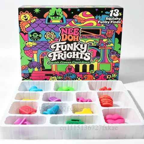 Needoh New Funky Frights Halloween Advent Calendar 13 Days, Spooky Squishy Slow Rise Stress Relief Toys Countdown Gift Box