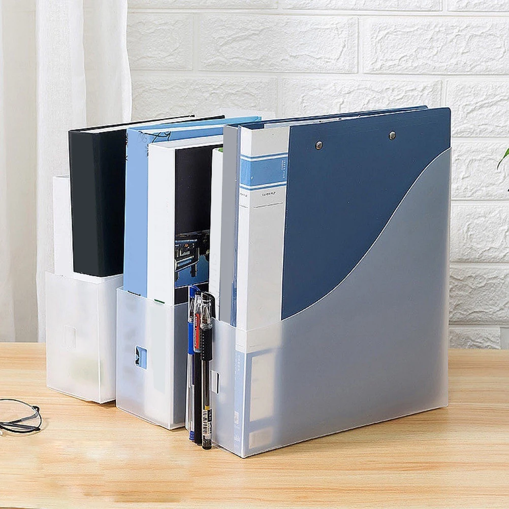 5pcs File Rack Storage Box Transparent Mat Office Desk Organizer Vertical Paper Shelf Classroom Supplies