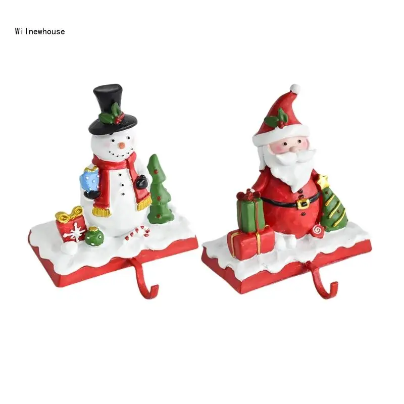 

Christmas 3D Snowman Stocking Holder Resin Snowman Stocking Stand for Christmas Decors Mantle Hanger Holiday Charm Dropship