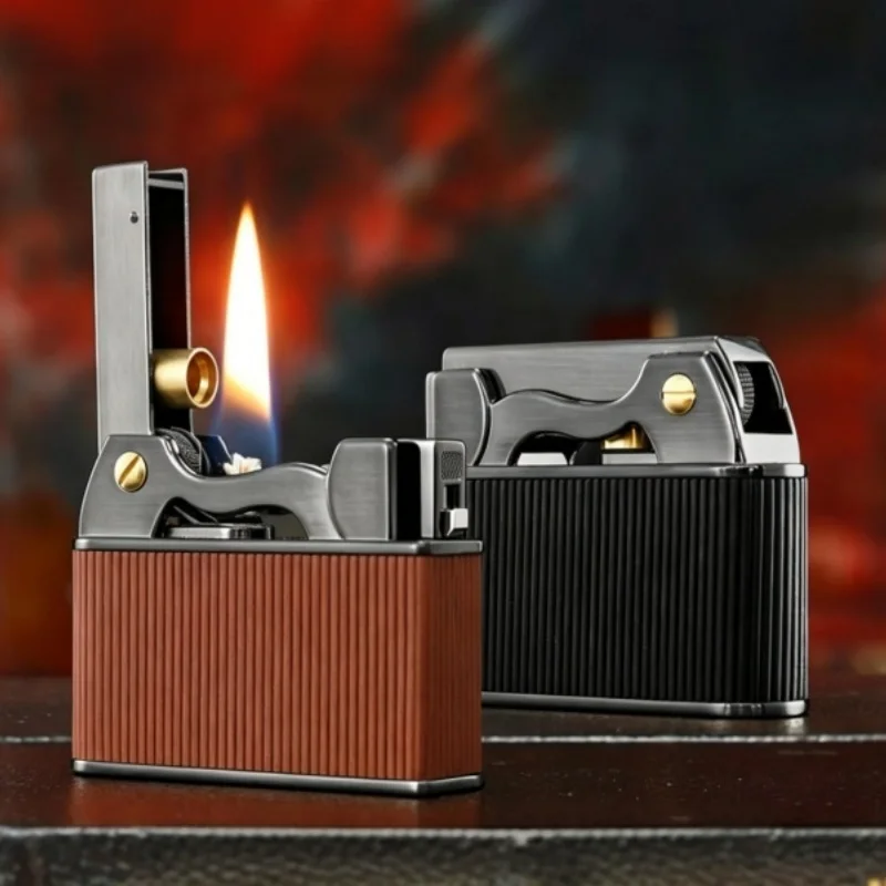 JOBON Vintage Oil Lighter Press Eject Ignition Sealed Fuel Storage Zinc Alloy Portable Mens Smoking Gift for Cigarette Cigar