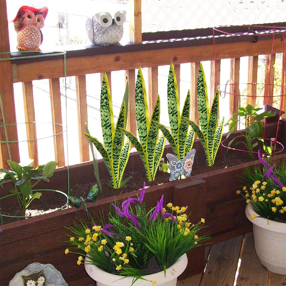 Künstliche Schlangenpflanzen, 55,9 cm, künstliche Agave-PVC-Fälschung, Sansevieria-Pflanze für drinnen und draußen, Wohnzimmer, Haus, Garten, Büro, Dekoration – Detail 4