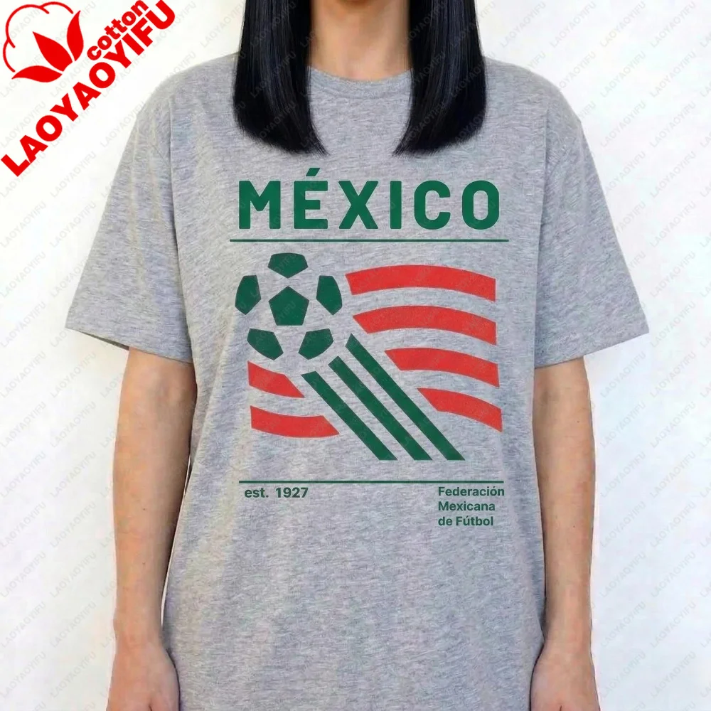 Vintage Mexiko Fußball T-Shirt Retro Mexiko Fußball Grafik T-Shirt Fußball-Partyzubehör Kleidung Herren Damen Sommer Casual Tops – Detail 2
