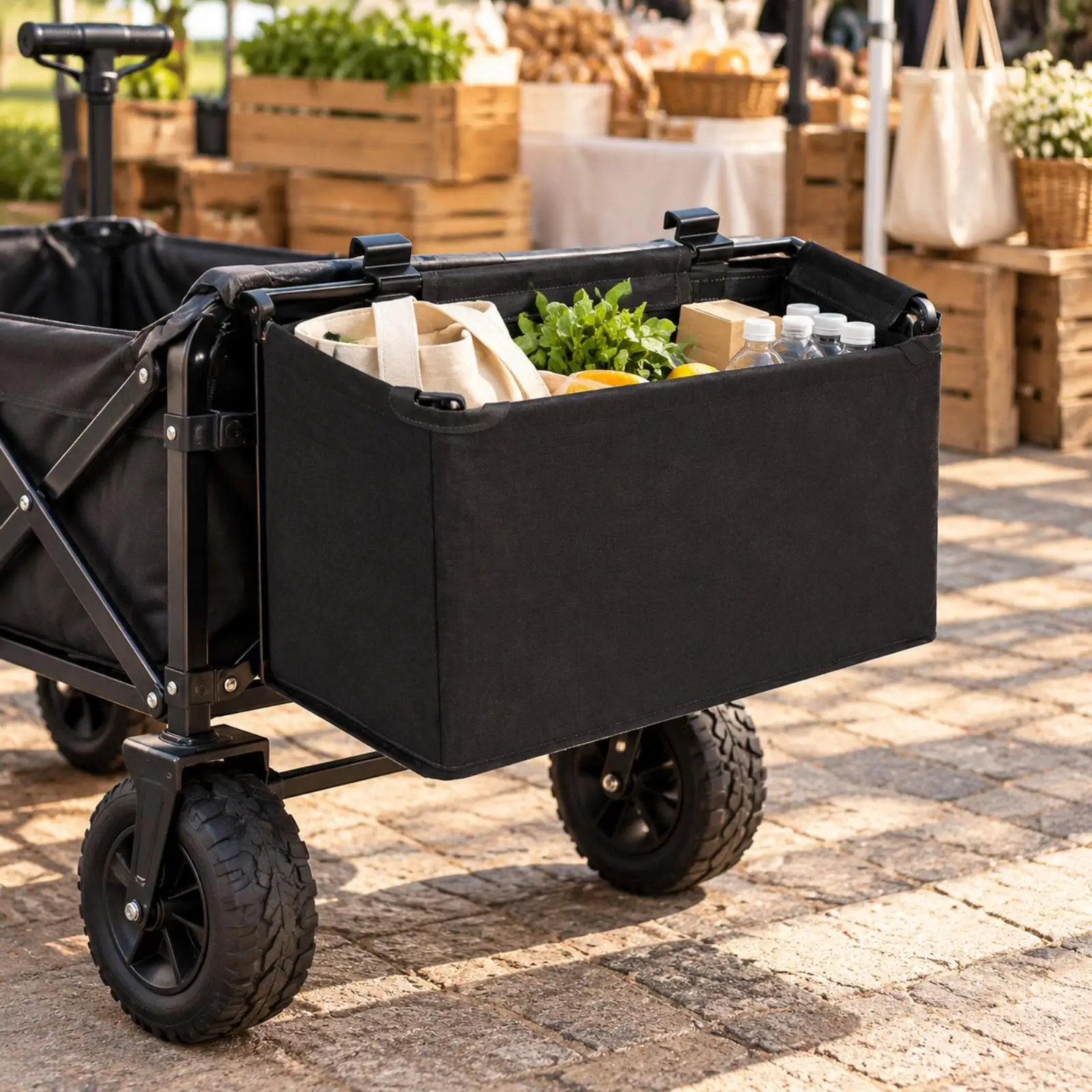 Heavy Duty Wagon Accessory Pouch for Folding Utility Cart with Bracket Mount Storage Bag for Picnic Supplies and Small Items