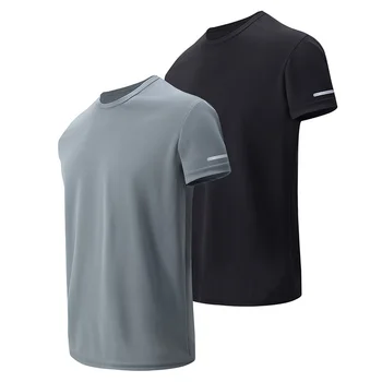 T-shirt sportiva da uomo in 2 pezzi ad asciugatura rapida Basic multicolore taglie forti a maniche corte per il tempo libero Fitness T-shirt da corsa Comfort per adolescenti T