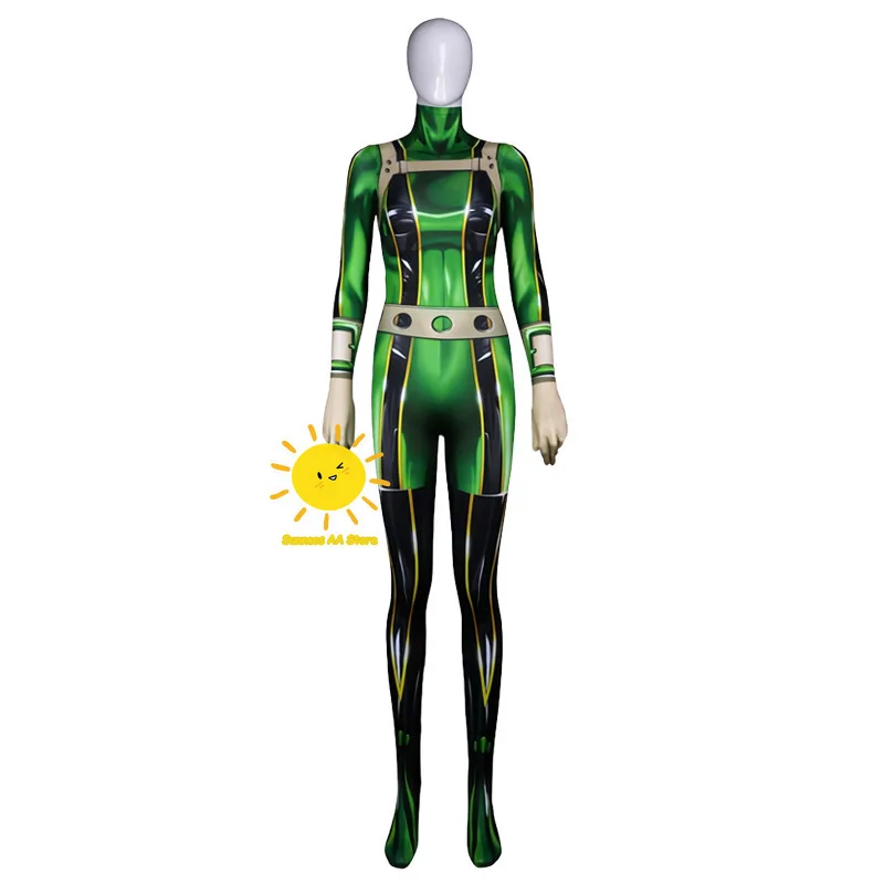 Anime Asui Tsuyu Ochaco Uraraka Cosplay My Hero Academia Cosplay Costumes Uniform Jumpsuit Froppy Suit Halloween Party Cos Women view 2