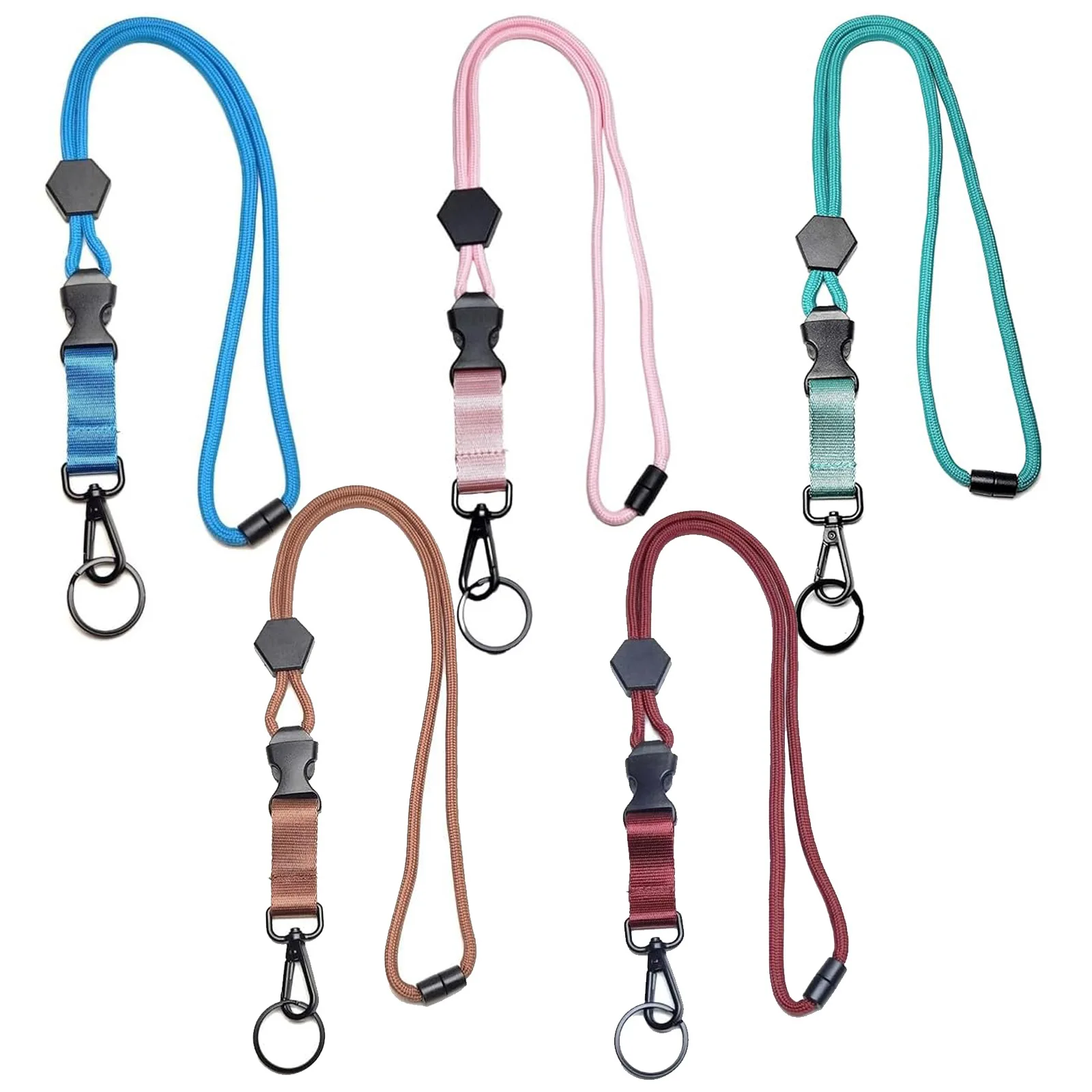 Adjustable Feminine Neck Hanging Strap Woman Separable Long Lanyard Safety Rope for ID Name Card Badge Holder Purple Key Chain