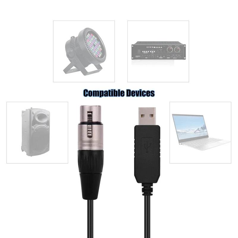 واجهة أنثى XLR لتوصيل معدات إضاءة المسرح ، كابل محول ، تحكم LED ، RS485 ، DMX512 ، USB إلى 3Pin