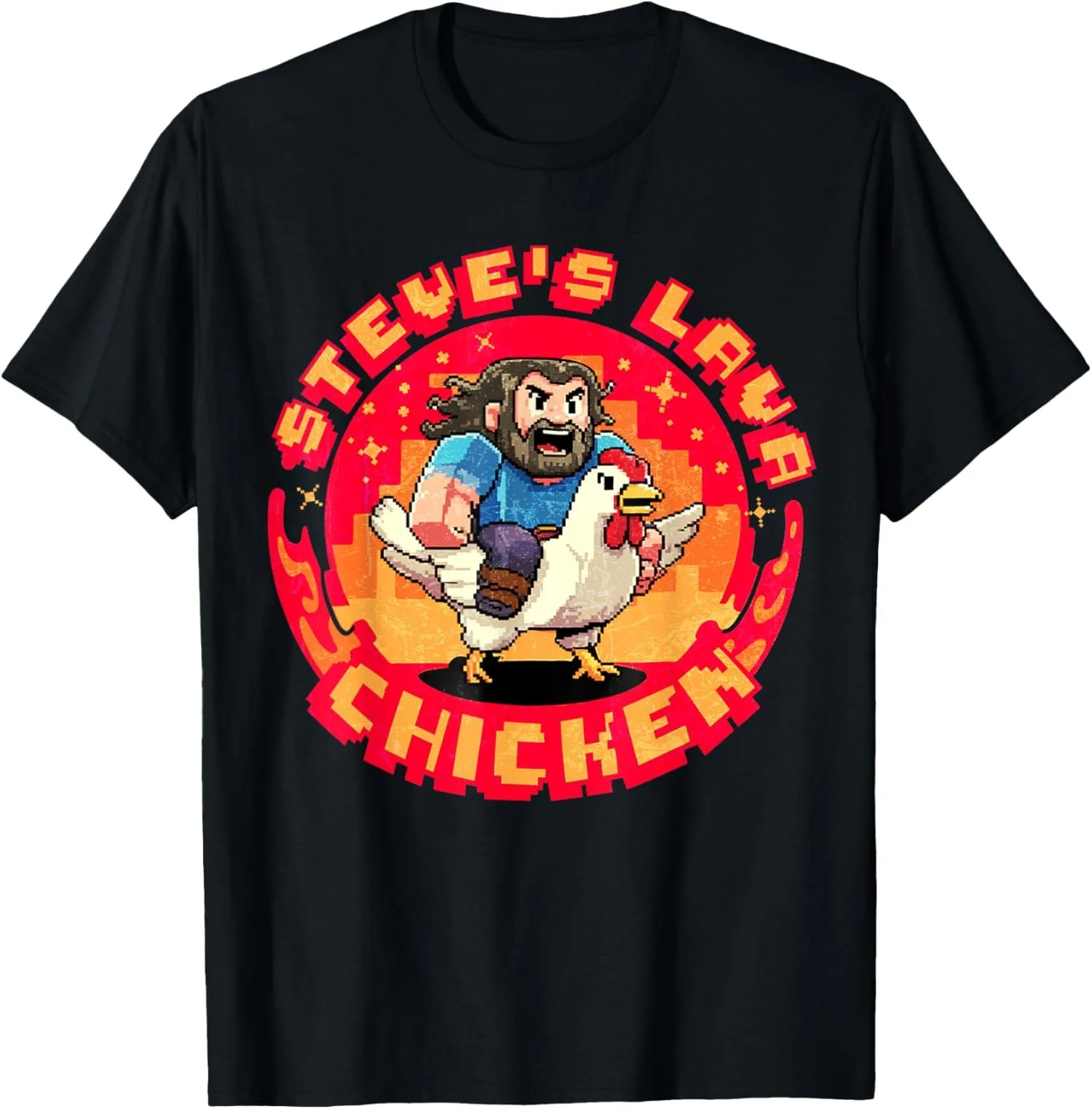 Lava Chicken Miners Meme Steve Pixel Gaming Game Unisex T-Shirt