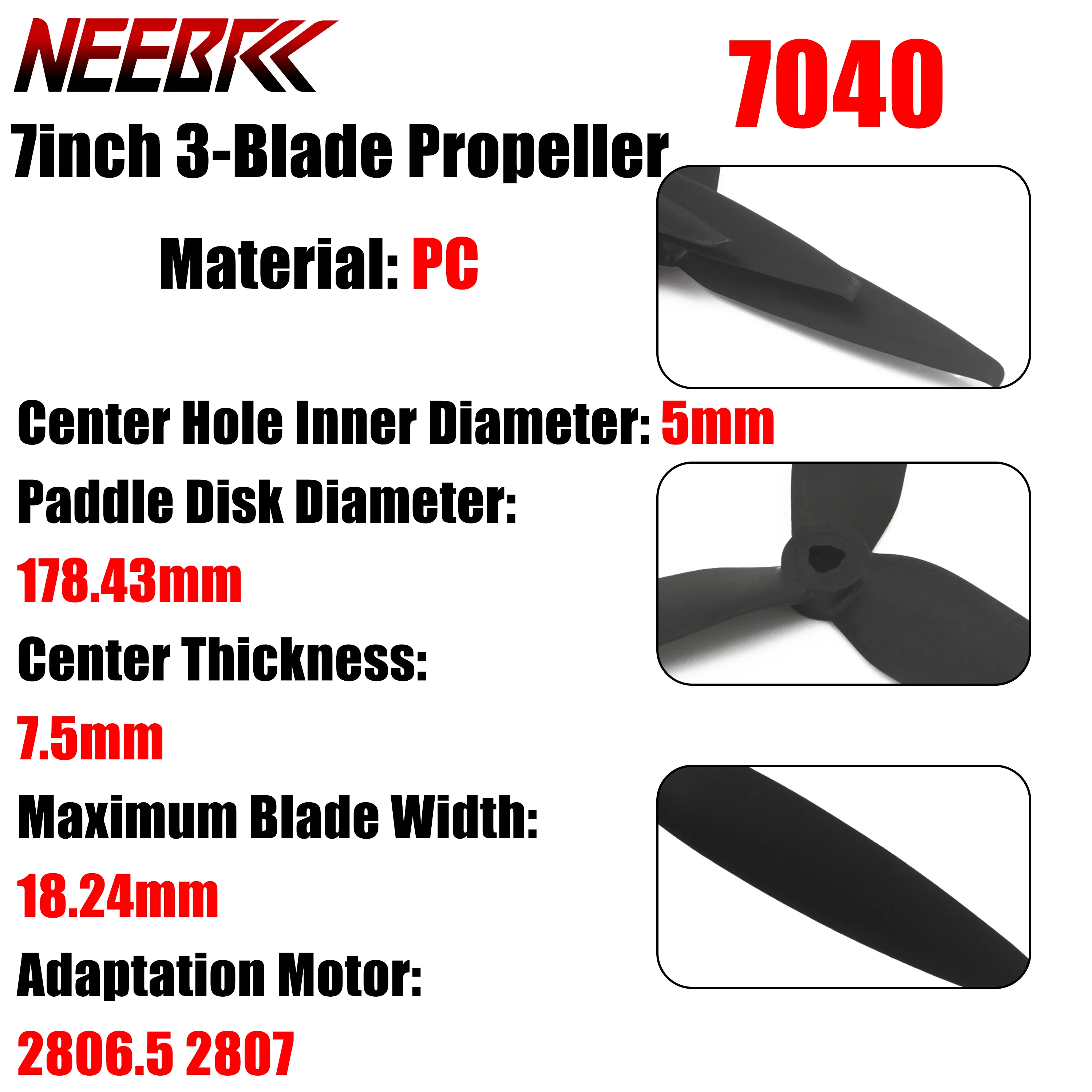 4/8/16PCS NEEBRC 7040 7inch 3-Blade CW CCW Propellers Low Noise Blade for RC FPV Racing Drone Quadcopter Mark4 2806.5 2807 Motor