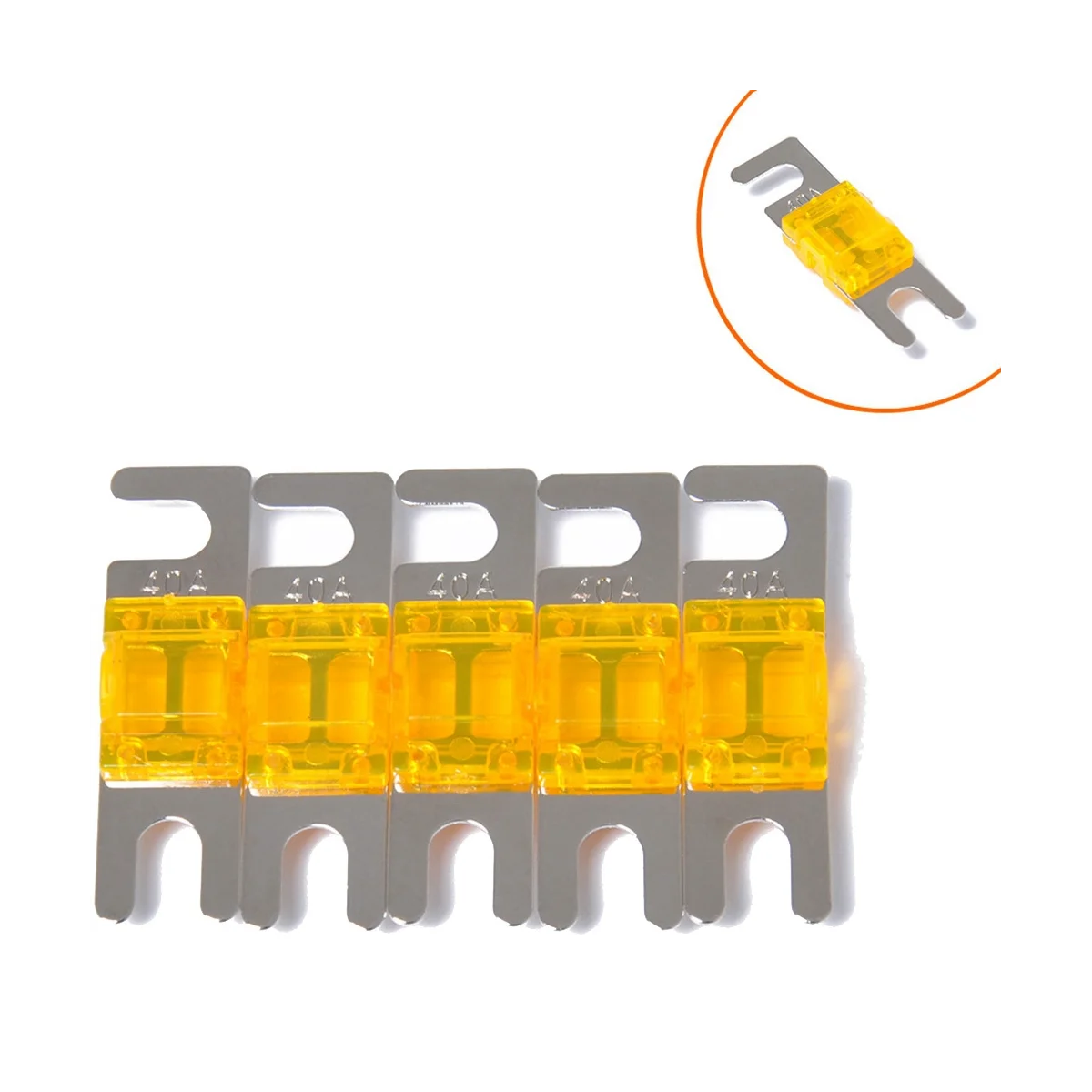 Juego de 5 unidades de Audio estéreo de coche niquelado, 40A, 32V AFS para Mini ANL, fusible de perno prisionero de coche, protección de circuito