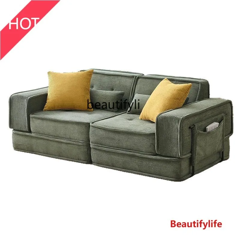 Custom Modern Minimalist Folding Sofa Bed for Small Apartments, Single and Double, High-Density Foam Compression Sofa