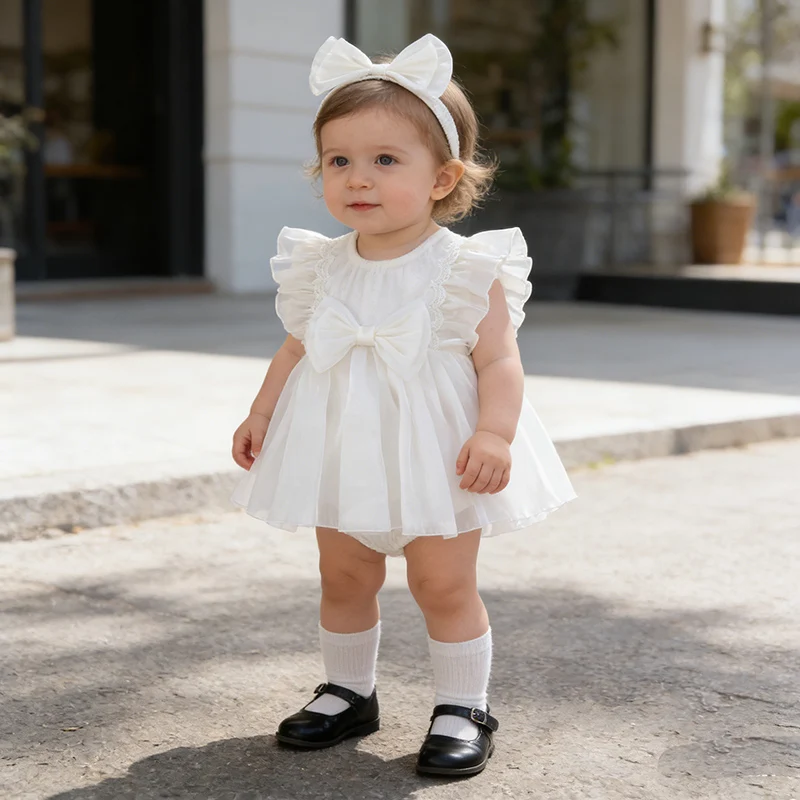 

2026 New Summer Toddler Baby Girls Jumpsuit Sleeveless Cotton Splicing Infant Baby Girls Bodysuits 0-24M Baby Girls Clothing