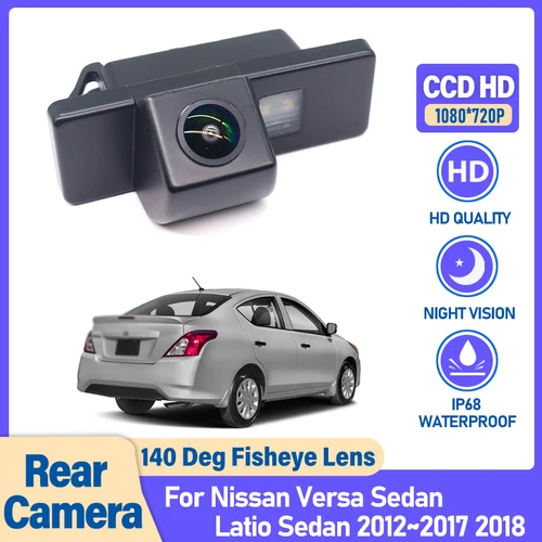 Cámara trasera HD para Nissan Versa Sedan Latio sedan 2012 2013 2014 2015 ~ 2018 cámara de marcha atrás de estacionamiento impermeable de visión nocturna