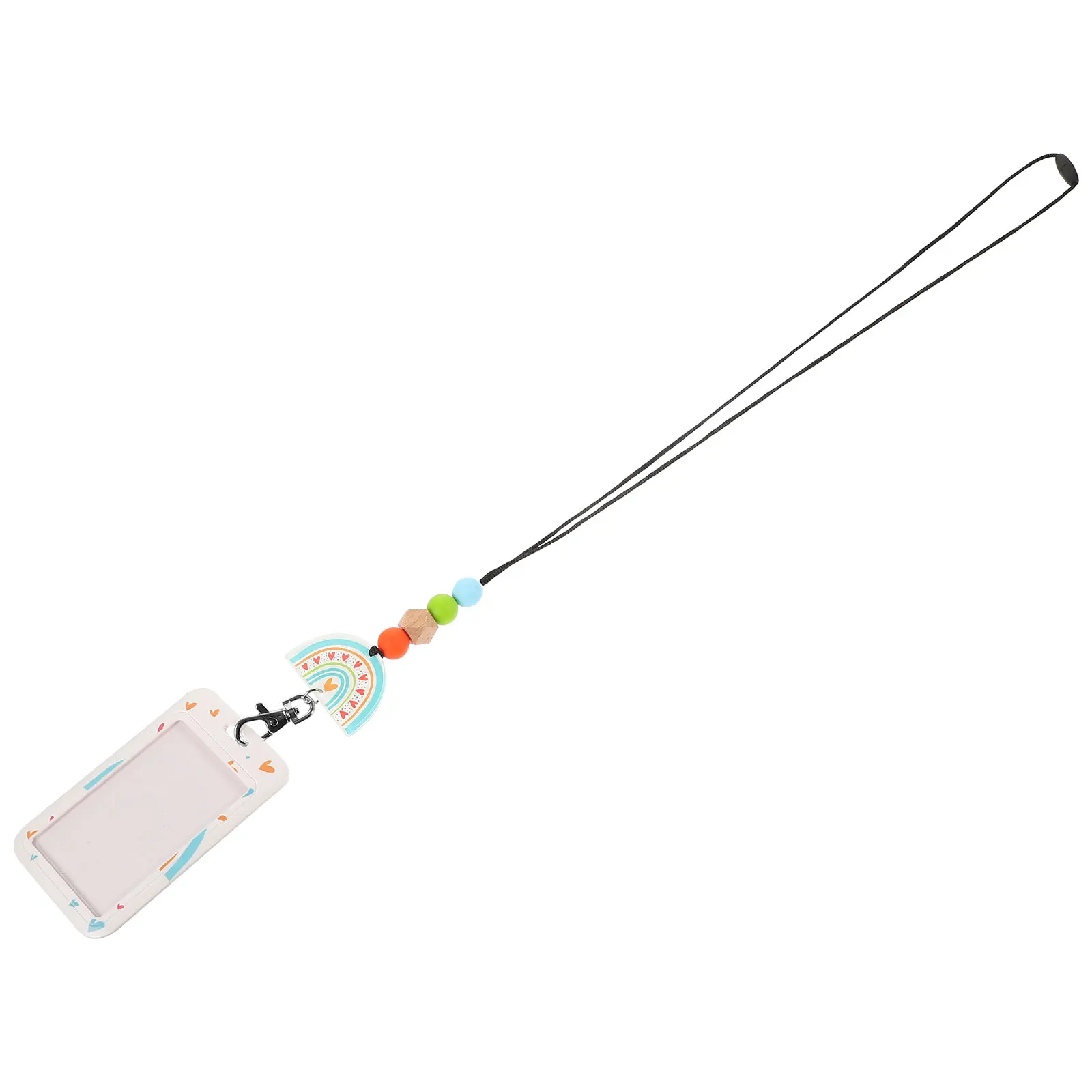

1 set ID Card Holder Rainbow Bohemian Slide Open Cover Zinc Alloy Silicone Protector Lanyard Nurse Badge Vertical Holder