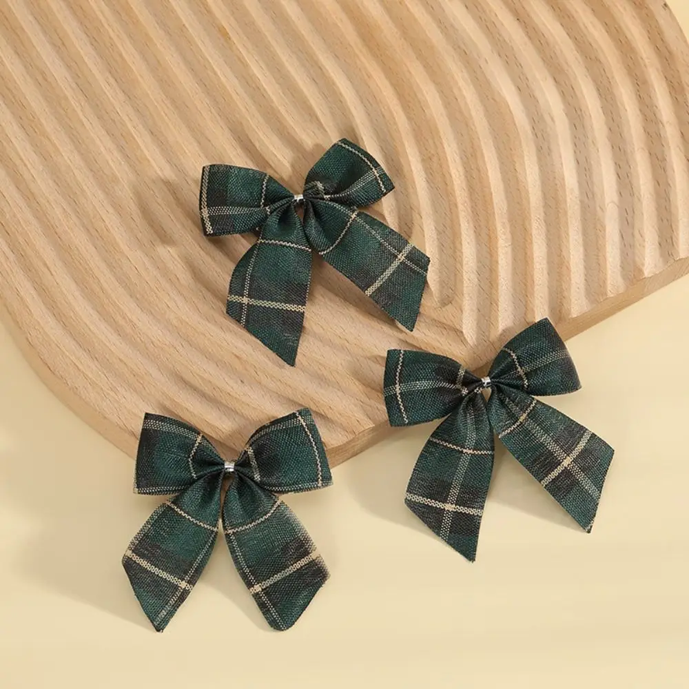 

10Pcs/set Cloth Christmas Plaid Bow Various Style Cute Xmas Tree Pendant Soft Plaid Bow Christmas Garland Accessories