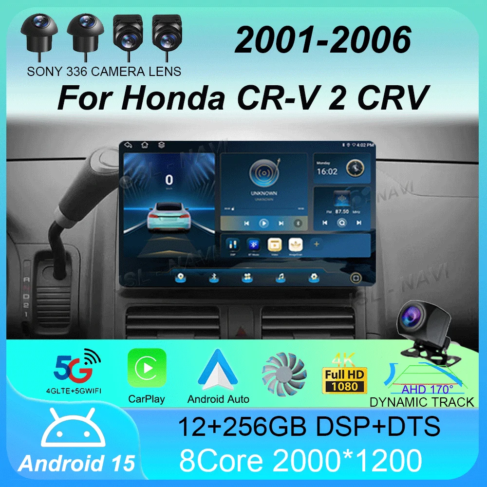 Car Radio 2din Android 16 Auto For Honda CR-V 2 CRV 2001-2006 Multimedia Video Player GPS Track Carplay Stereo Head Unit DVD