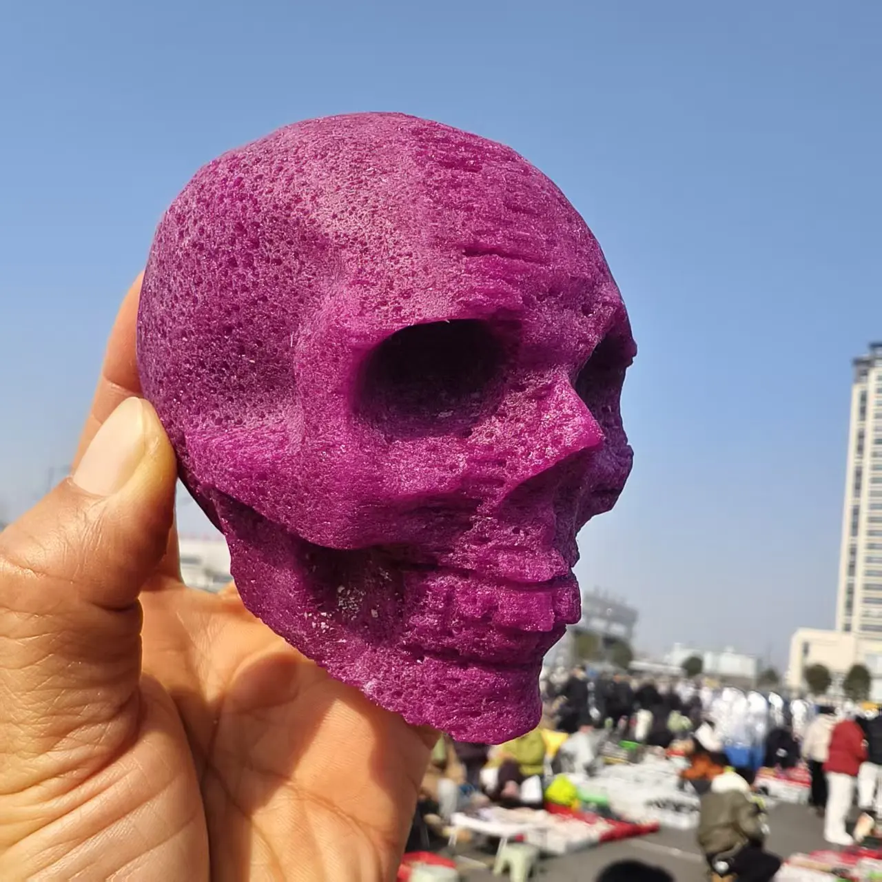 Natural Ruby Skull, Quartz Crystal Ruby Ore Carving, Mineral Therapy