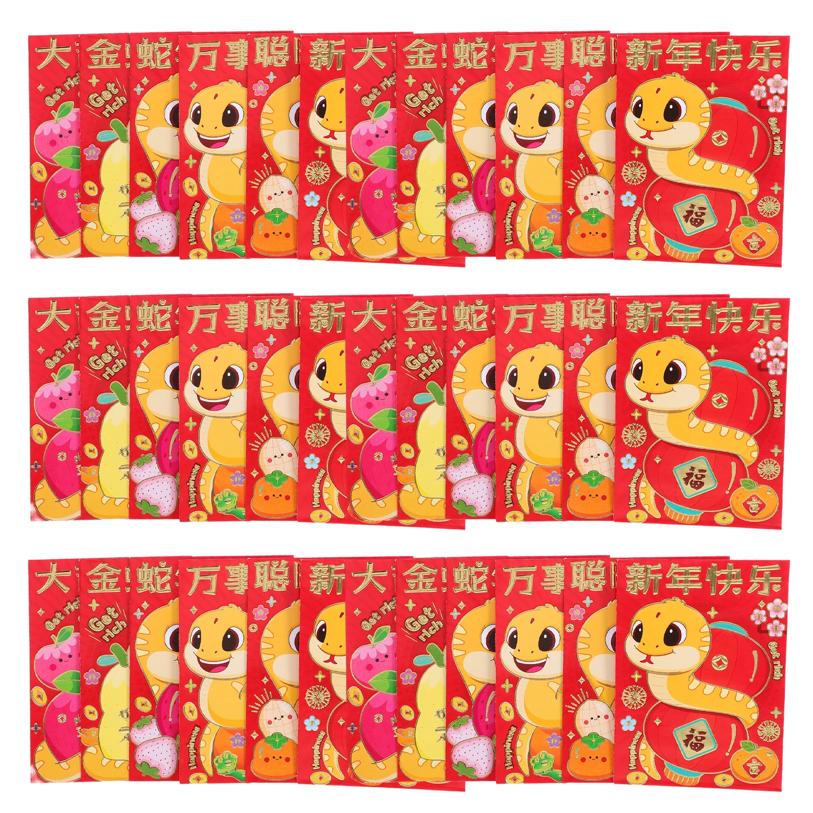

36pcs Cartoon Envelopes Snake Theme Chinese New Lunar Festival Paper Hongbao Lucky Money Cash Envelopes Traditional Celebration