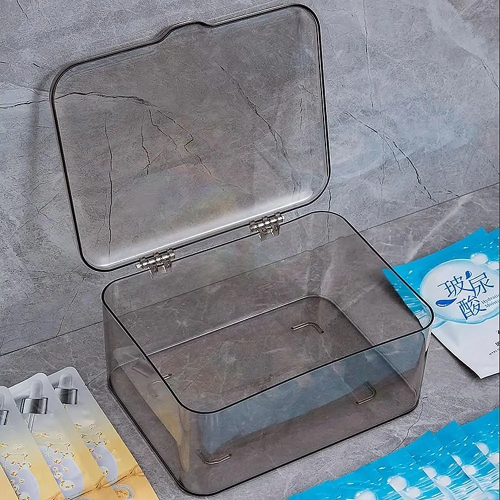 

Acrylic Desktop Mask Storage Box Dust-proof Transparent Cosmetic Storage Case with Cover Large Capacity