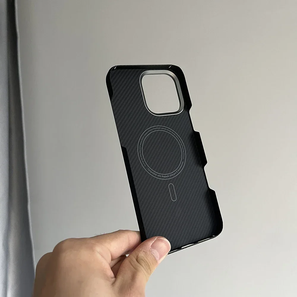 Compatible with Magsafe Carbon Fiber for IPhone 17/16/15 Pro Max Lens Protection Aramid Cover for IPhone 17 Pro Magnetic Case