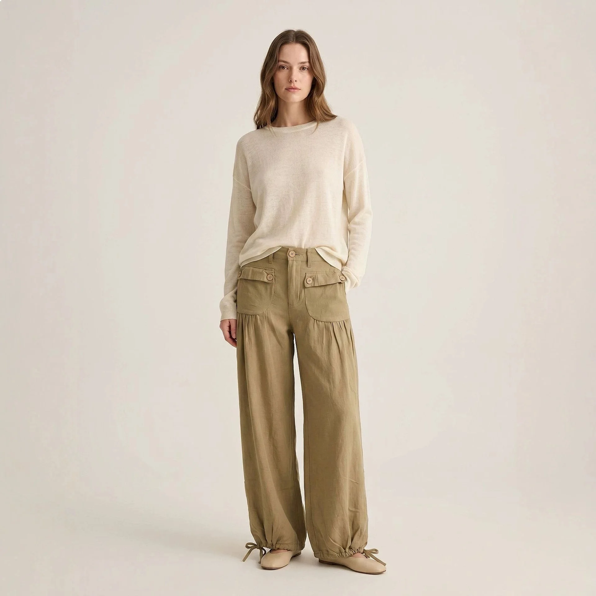 Wide Leg Jeans for Women Loose Denim Pants with Ruffle Hem Pockets Spring Summer