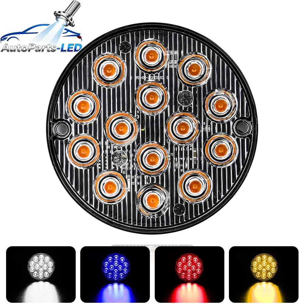 

4pcs Led Strobe Warning Light Strobe Grille Flashing Truck Lamp Amber Traffic Light 12V 24V Round Car Light Side Maker Lights