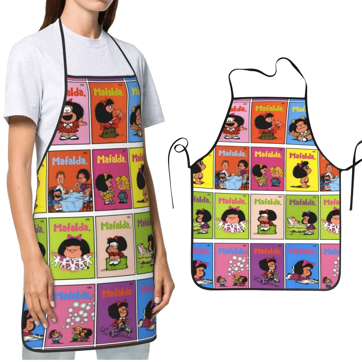 Men Women Chef Gifts Apron Mafalda Cute Poster Merch Lovely Mafalda BBQ Aprons Adjustable Waterdrop Resistant