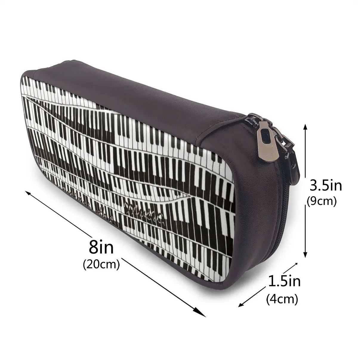 Abstract Piano Keys With Musical Notes Leather Pencil Case for Kids School Pen Box Pencil Bag Stationery Supplies Pen Holder Bag