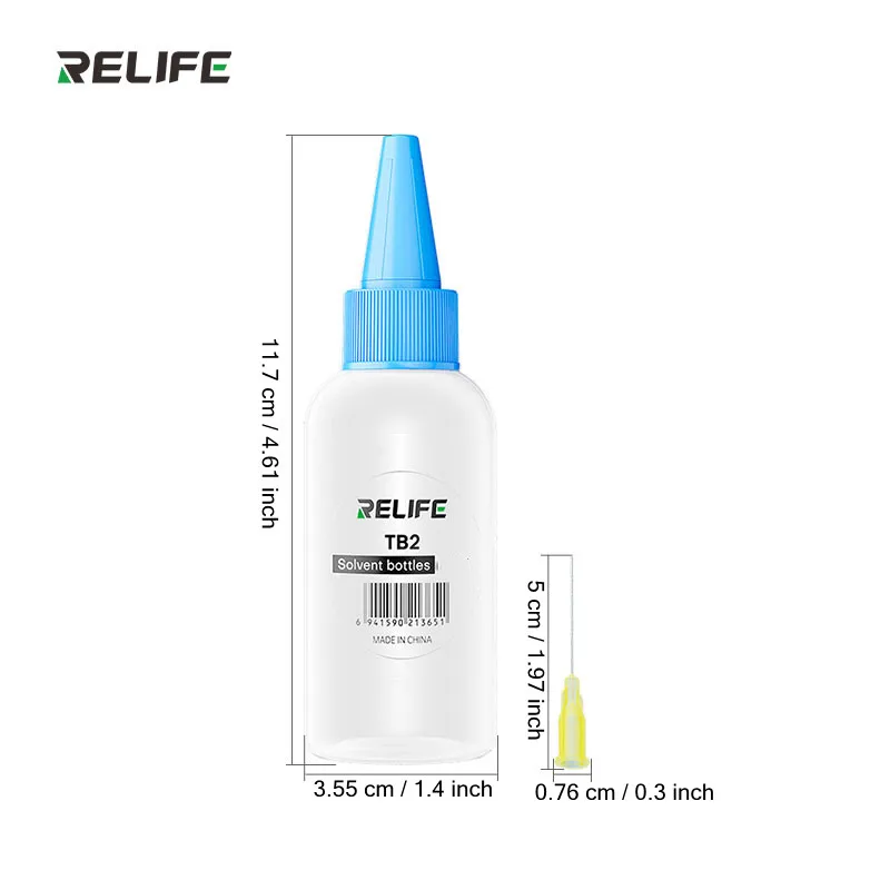 RELIFE TB2 50ML Solvent Empty Bottle with Needle Tip Phone Repair Soldering Oil Welding Flux  Alcohol Rosin Dispenser Bottle