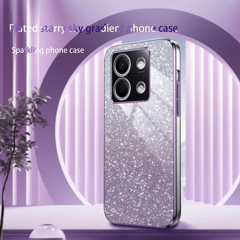 6D Gegalvaniseerde Glitter Telefoon Case Voor Xiaomi Redmi Note 12 13 Pro Plus 5G 12s 11s 12C 13C Note 8 9 10 11 Pro 4G 5G Clear Cover