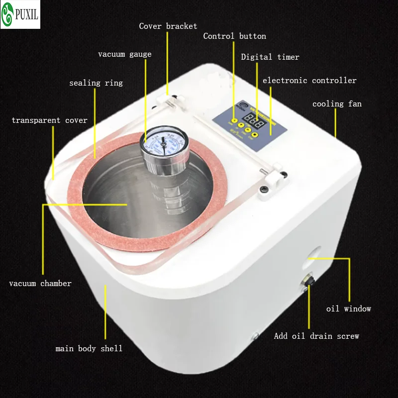 AC 220V Smart Vacuum Defoaming Machine with Digital Display for Silicone, Epoxy Resin, DIY Crafts Vacuum Degassing Chamber