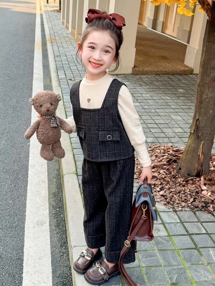 女の子の長袖セット,3ピース,ウエスタンスタイル,カジュアルファッション,韓国,新しい,春と秋,2024