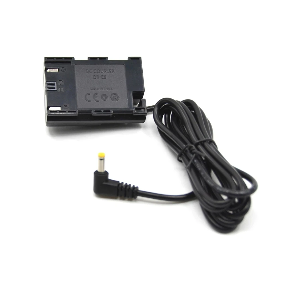 LP-E6 Dummy Battery 4.0MM X 1.7MM Male Plug DR-E6 Coupler for Canon EOS 5D Mark II III 5D2 5D3 6D 7D 60D 60Da 70D 80D Camera