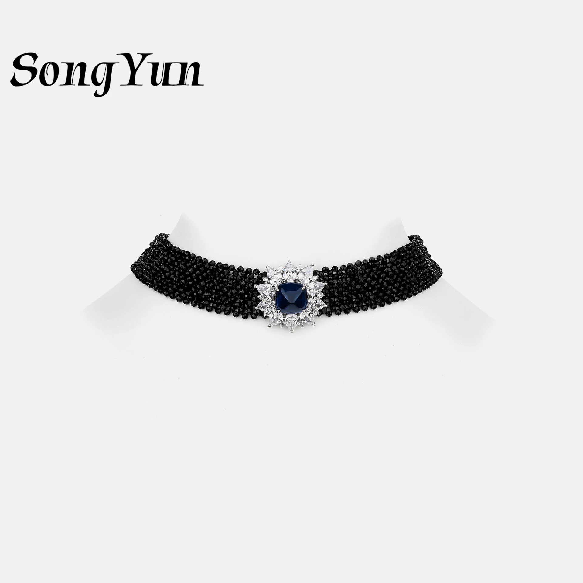 

SongYun Luxury Jewelry 925 Sterling Silver Choker Necklaces Lab Grown Ruby Emerald 925 Sterling Silver Beads Pendant Accessories