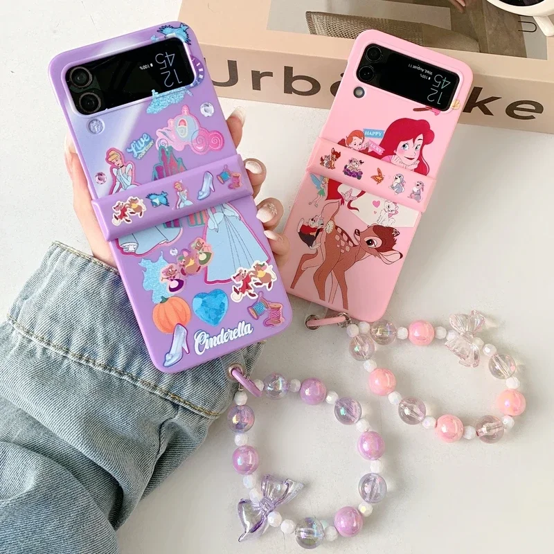 Cute Cartoon Disney Cinderella Alice in Wonderland Phone Case For Samsung Galaxy Z Flip 6 5 Cases Soft TPU Cover For Z Flip 3 4