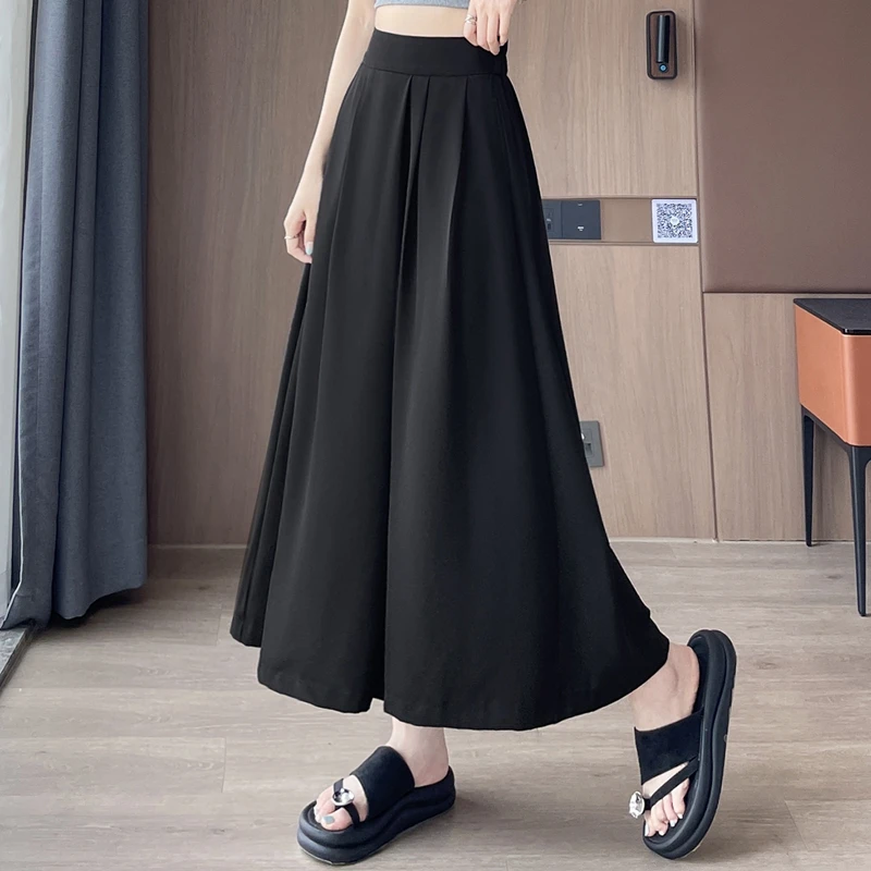 Autumn and summer new high waisted slimming suit wide leg pants large leg pants skirt pants street pants plus size casual pants