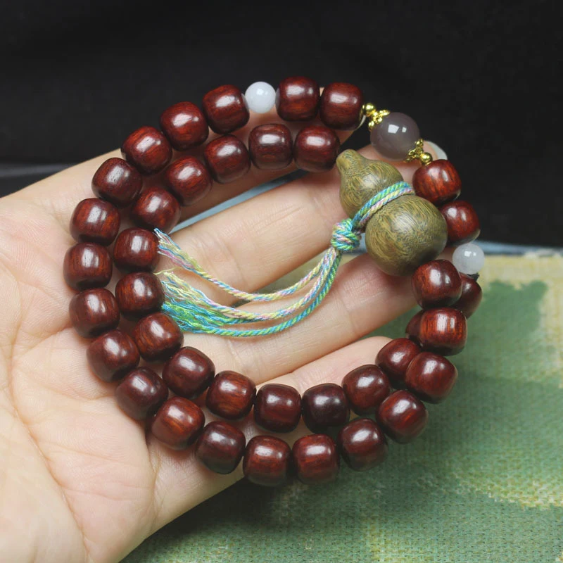 

Браслет из зеленого сандалового дерева в старинном стиле с двойной петлей, 9 мм, унисекс, простые буддийские молитвенные бусы