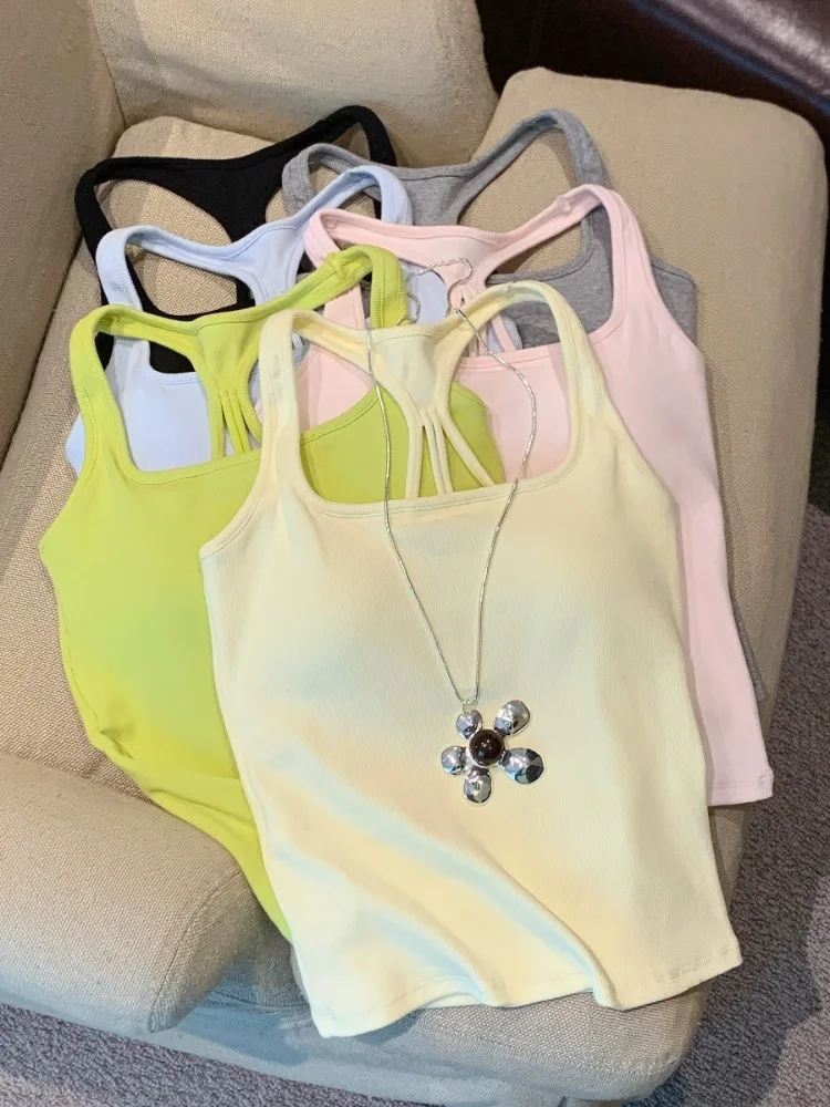 

Sexy Hollow out Backless Crop Top Women's Spring Summer Design Integrated Chest Pad Pure Desire Strapless Vest