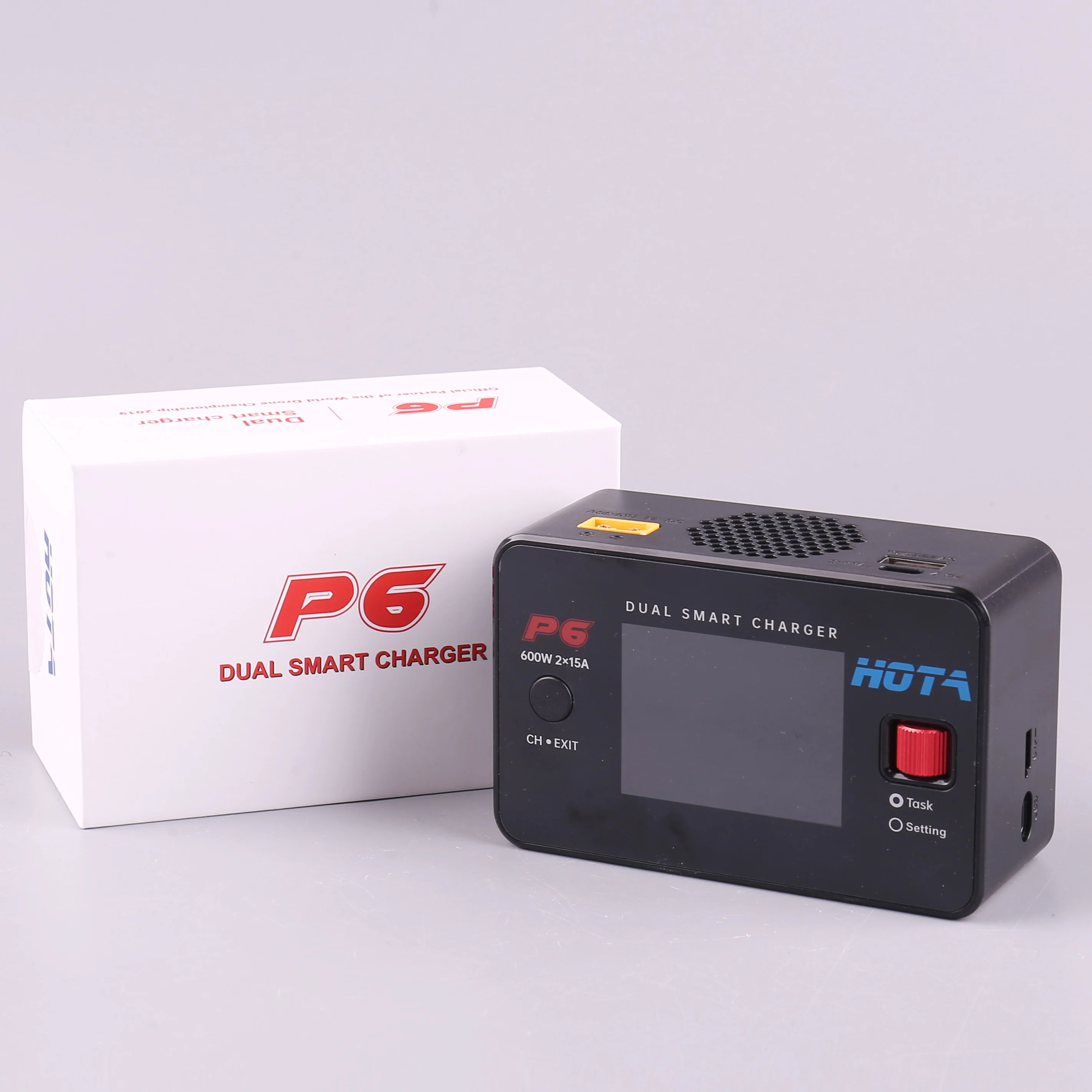 HOTA P6 Dual Smart Charger AC240W DC600W 15A for Lipo LiIon NiMH Battery with Type-C iPhone Samsung Charging