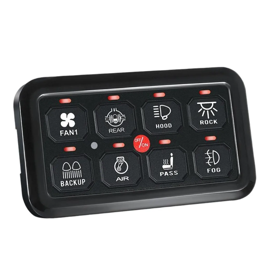 8-Gang RGB Switch Panel (3 Colors) – Toggle Momentary  Flash Strobe Dimming, Universal for Truck/ATV/SUV/UTV/Boat