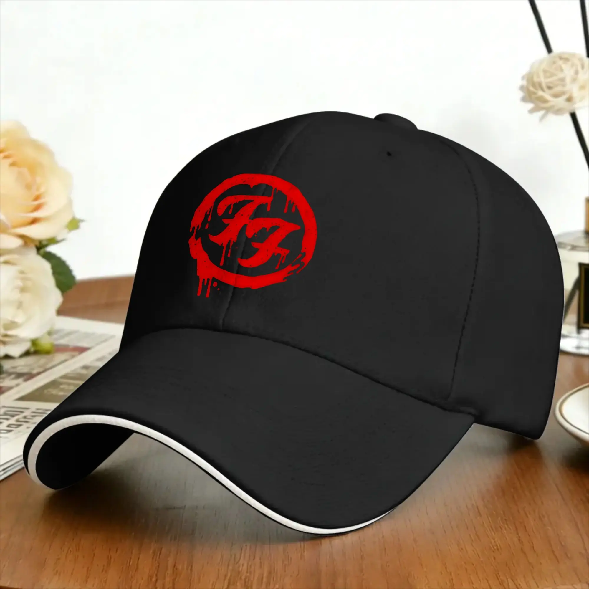 Summer Foo Fighters Red Drip FF Circle Logo Baseball Cap  Tennis Skate Trendy Trucker Hat Men Design Sun Baseball Caps
