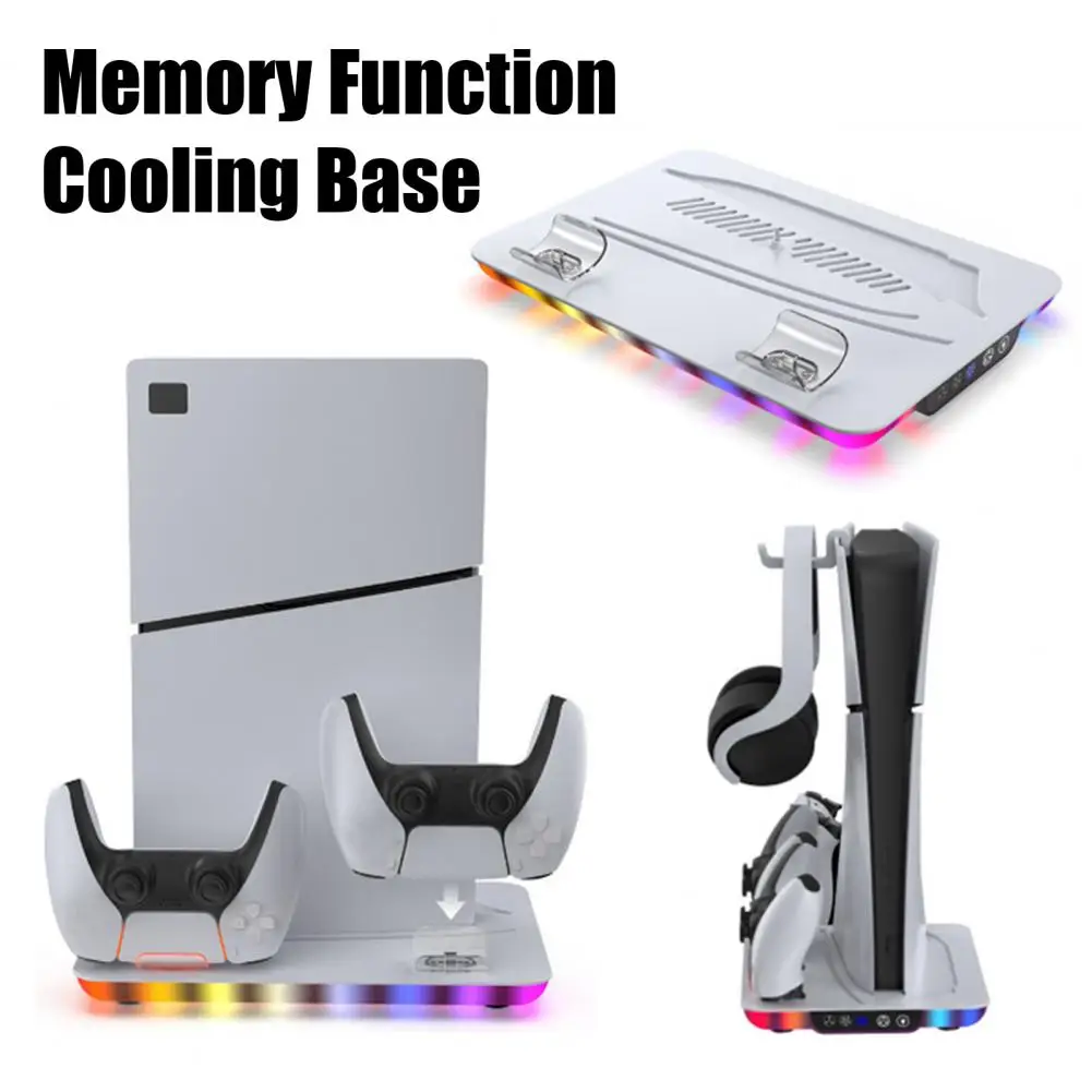 Stand Ps5 Station with Dual Controller Charging Dock High Efficiency Fan Dynamic Rgb Ultimate Gaming Accessory for Enhanced