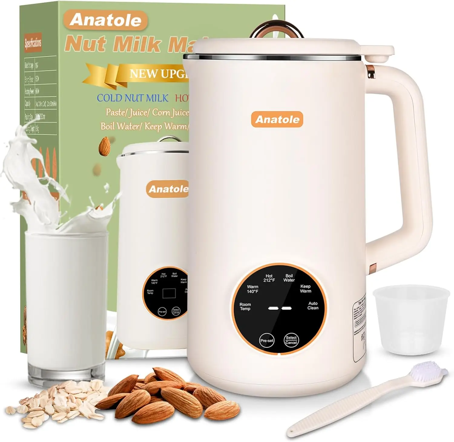 

Nut Milk Maker 34oz 1000ml Cold Warm Hot Almond Milk Machine Soy Oat Cow Plant-Based Milk Blender Homemade Dairy-Free Juice Past