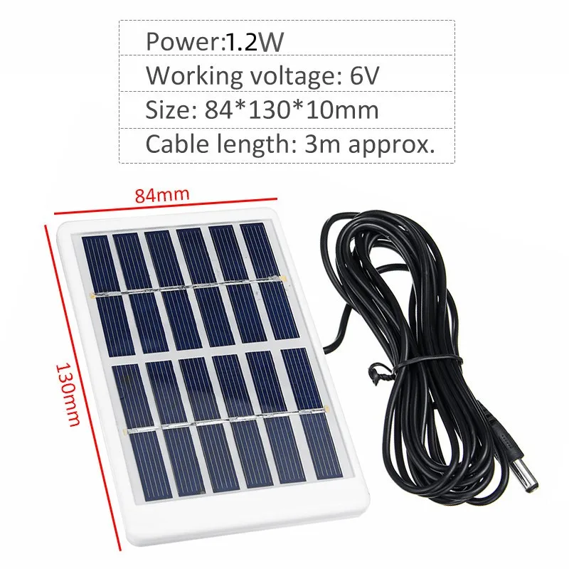 Mini DC interface 6V 1.2W Solar Panel Portable Polysilicon Panel Outdoor DIY Solar Charging Panel with CABLE Battery Charging